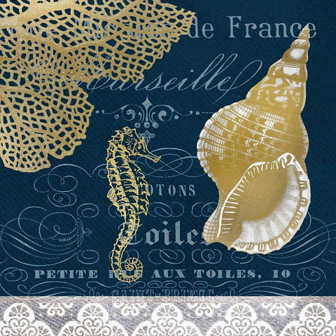 Azure Coastal 4 Gold Ornate Wood Framed Art Print with Double Matting by Kimberly, Allen