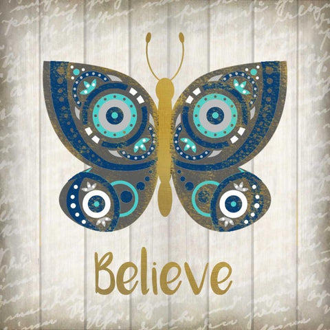 Indigo Native Believe Gold Ornate Wood Framed Art Print with Double Matting by Allen, Kimberly