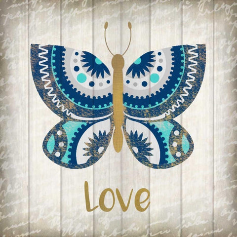 Indigo Native Love Gold Ornate Wood Framed Art Print with Double Matting by Allen, Kimberly