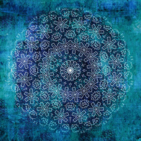 Indigo Turquoise Mandala 1 White Modern Wood Framed Art Print by Allen, Kimberly