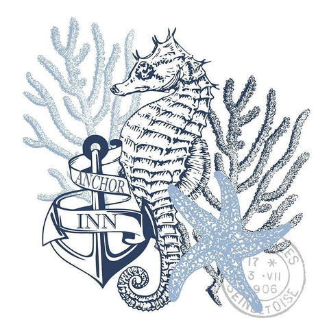 Seahorse Bay 4 White Modern Wood Framed Art Print by Kimberly, Allen