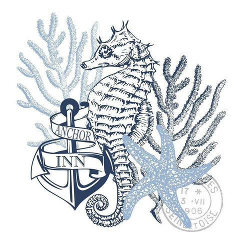 Seahorse Bay 4 White Modern Wood Framed Art Print with Double Matting by Kimberly, Allen