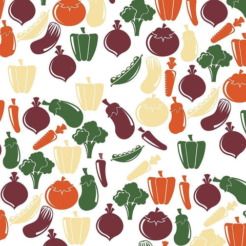 Veggie Pattern 2 White Modern Wood Framed Art Print by Kimberly, Allen