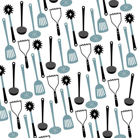 Farm Fresh Utensils  Pattern 1 White Modern Wood Framed Art Print by Kimberly, Allen