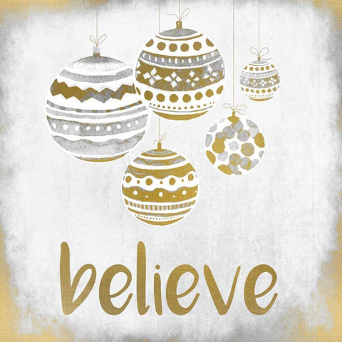 Believe Christmas Black Modern Wood Framed Art Print with Double Matting by Allen, Kimberly