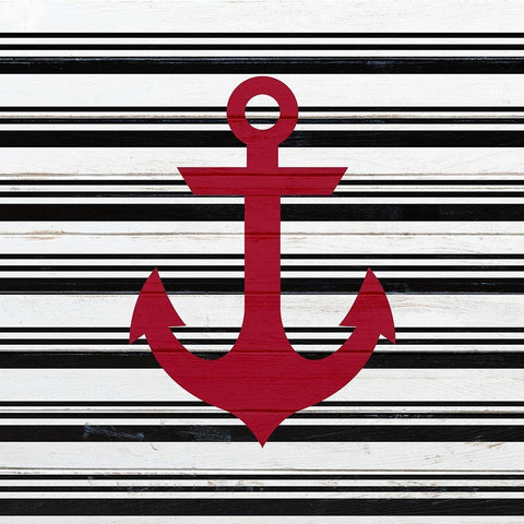 Anchor Compass 1 White Modern Wood Framed Art Print with Double Matting by Kimberly, Allen