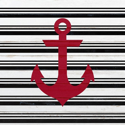 Anchor Compass 1 Black Modern Wood Framed Art Print by Kimberly, Allen
