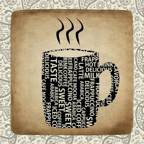 Coffee Paisley 1 Black Modern Wood Framed Art Print by Kimberly, Allen