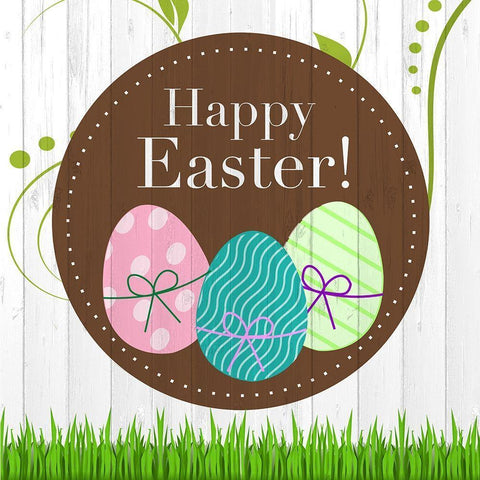 Happy Easter Square White Modern Wood Framed Art Print with Double Matting by Kimberly, Allen