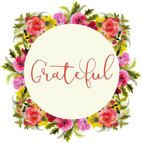 Grateful Wreath White Modern Wood Framed Art Print by Kimberly, Allen