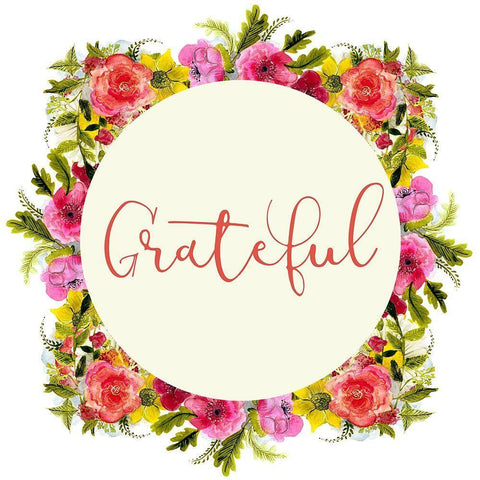 Grateful Wreath White Modern Wood Framed Art Print with Double Matting by Kimberly, Allen