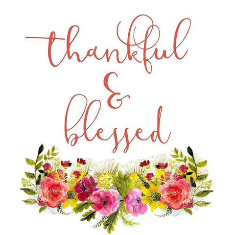 Thankful and Blessed White Modern Wood Framed Art Print by Kimberly, Allen