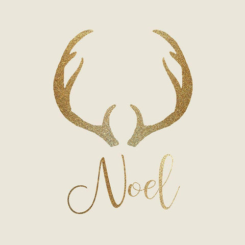 Noel Antler Gold Black Modern Wood Framed Art Print by Kimberly, Allen