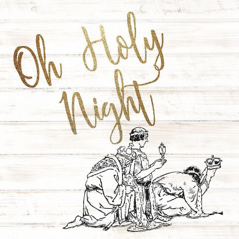 Oh Holy Night Wisemen V2 Gold Ornate Wood Framed Art Print with Double Matting by Allen, Kimberly