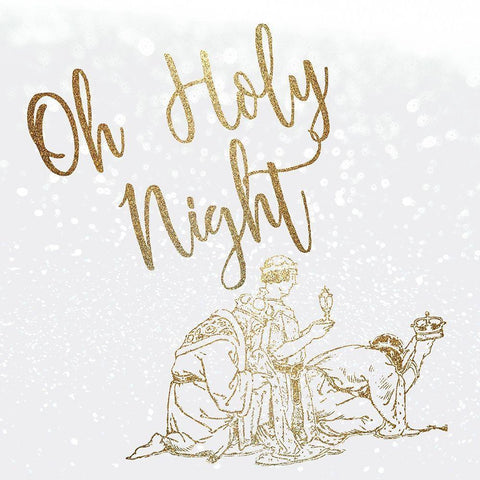 Oh Holy Night Wisemen White Modern Wood Framed Art Print with Double Matting by Kimberly, Allen