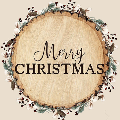 Merry Christmas Round Black Ornate Wood Framed Art Print with Double Matting by Kimberly, Allen