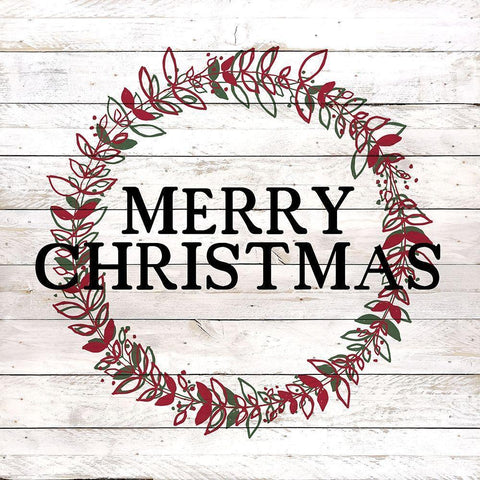 Merry Christmas White Modern Wood Framed Art Print by Kimberly, Allen