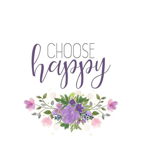 Choose Happy White Modern Wood Framed Art Print with Double Matting by Kimberly, Allen
