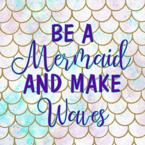 Be A Mermaid Gold Ornate Wood Framed Art Print with Double Matting by Kimberly, Allen