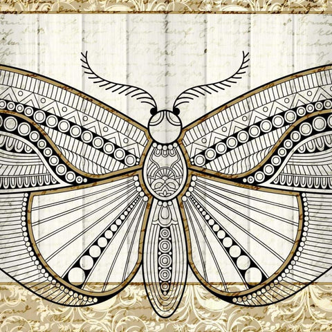Damask Butterfly 3 White Modern Wood Framed Art Print by Allen, Kimberly