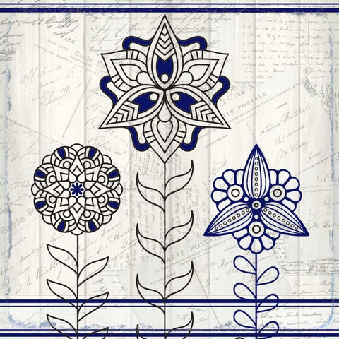 Henna Flower 1 Black Modern Wood Framed Art Print with Double Matting by Allen, Kimberly