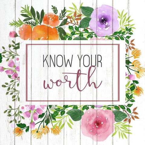 Know Your Worth Black Modern Wood Framed Art Print with Double Matting by Kimberly, Allen