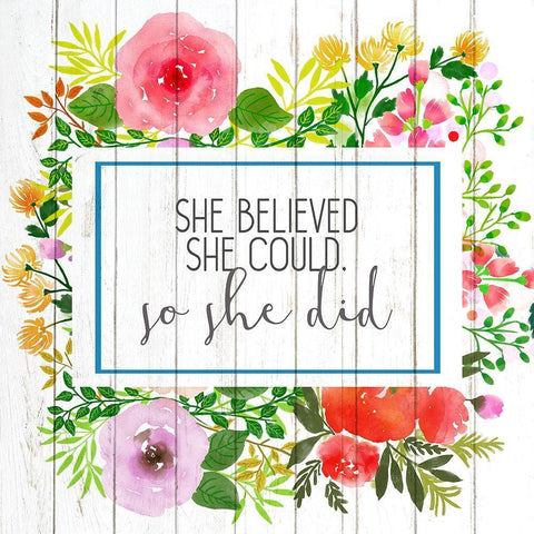 She Believed She Could White Modern Wood Framed Art Print with Double Matting by Allen, Kimberly