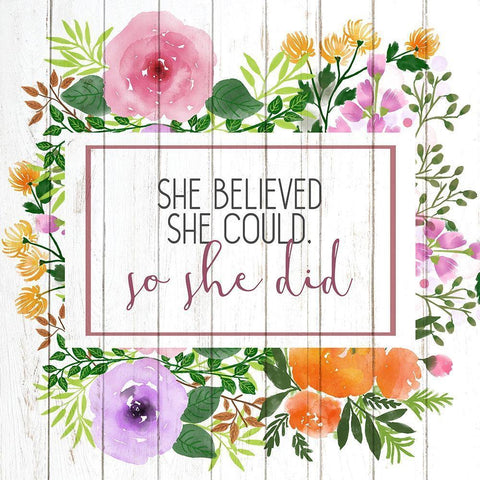 She Believed White Modern Wood Framed Art Print with Double Matting by Kimberly, Allen