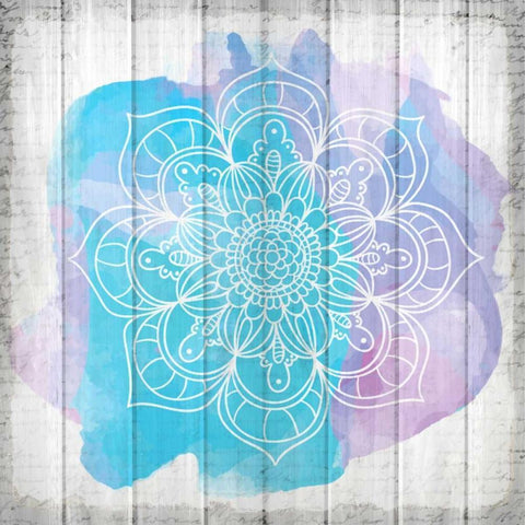 Watercolor Mandala 1 Black Ornate Wood Framed Art Print with Double Matting by Allen, Kimberly