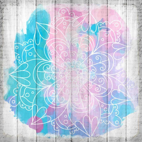 Watercolor Mandala 3 Black Modern Wood Framed Art Print with Double Matting by Allen, Kimberly