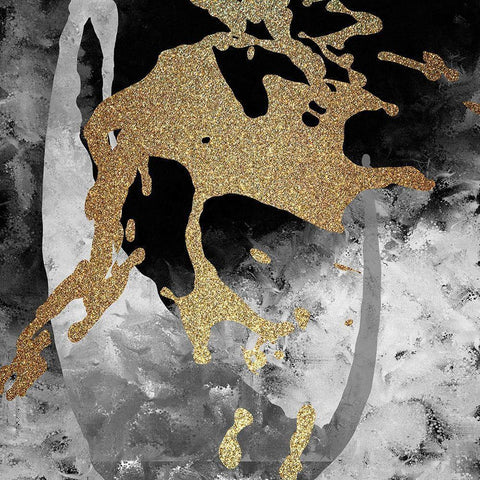 Gold Splash 2 Black Modern Wood Framed Art Print by Kimberly, Allen