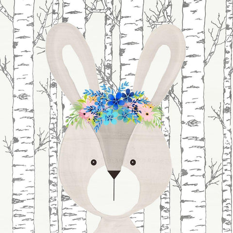 Woodland Animals 3 Black Modern Wood Framed Art Print with Double Matting by Kimberly, Allen