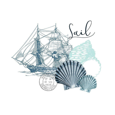 Sea Blues 1 Black Ornate Wood Framed Art Print with Double Matting by Kimberly, Allen