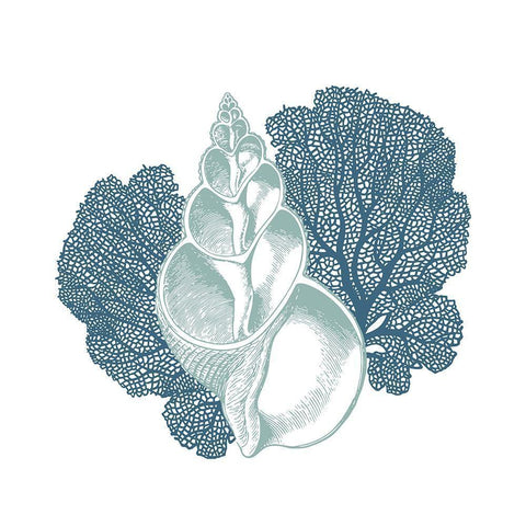 Sea Blues 2 White Modern Wood Framed Art Print with Double Matting by Kimberly, Allen