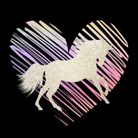 Unicorn Heart 1 Black Ornate Wood Framed Art Print with Double Matting by Kimberly, Allen