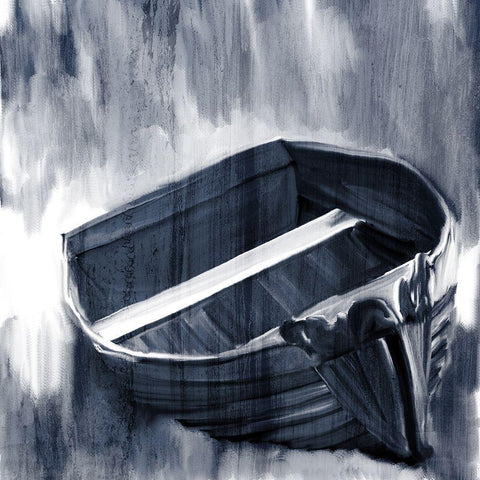 Beach Boat Black Modern Wood Framed Art Print by Kimberly, Allen