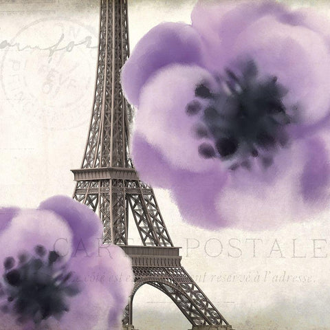 Purple Paris 2 Black Modern Wood Framed Art Print with Double Matting by Kimberly, Allen