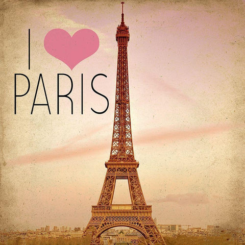 I Heart Paris White Modern Wood Framed Art Print with Double Matting by Kimberly, Allen