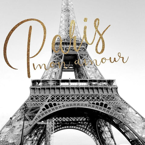 Paris Mon Amour 2 V2 White Modern Wood Framed Art Print with Double Matting by Allen, Kimberly