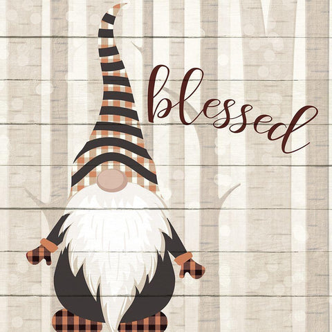 Autumn Gnomes 3 Black Modern Wood Framed Art Print with Double Matting by Kimberly, Allen