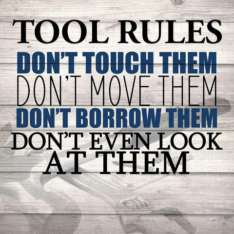 Tool Rules Black Modern Wood Framed Art Print with Double Matting by Kimberly, Allen