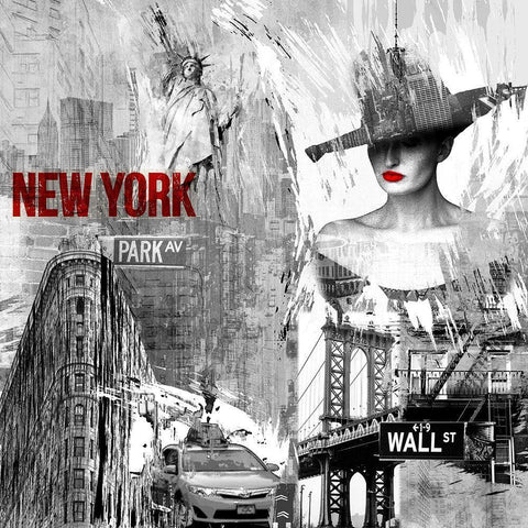 New York New York 2 Black Ornate Wood Framed Art Print with Double Matting by Allen, Kimberly