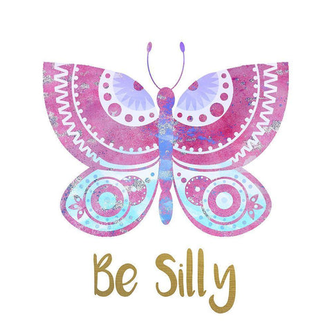 Be Happy Butterfly 2 Gold Ornate Wood Framed Art Print with Double Matting by Allen, Kimberly