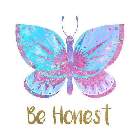 Be Happy Butterfly 3 Gold Ornate Wood Framed Art Print with Double Matting by Allen, Kimberly