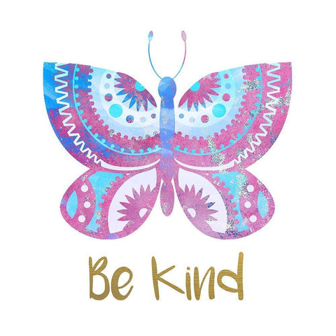 Be Happy Butterfly 4 Black Ornate Wood Framed Art Print with Double Matting by Allen, Kimberly