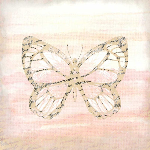 Butterfly Script 1 Black Modern Wood Framed Art Print with Double Matting by Allen, Kimberly