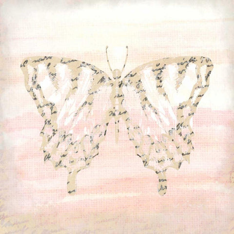 Butterfly Script 3 Black Ornate Wood Framed Art Print with Double Matting by Allen, Kimberly
