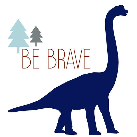 Brave Dino 1 White Modern Wood Framed Art Print by Allen, Kimberly