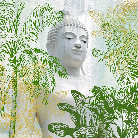Buddha Palms Gold Ornate Wood Framed Art Print with Double Matting by Allen, Kimberly