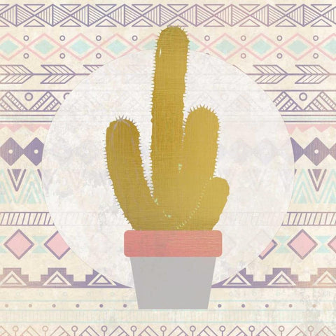 Ethnic Cactus 1 White Modern Wood Framed Art Print by Allen, Kimberly
